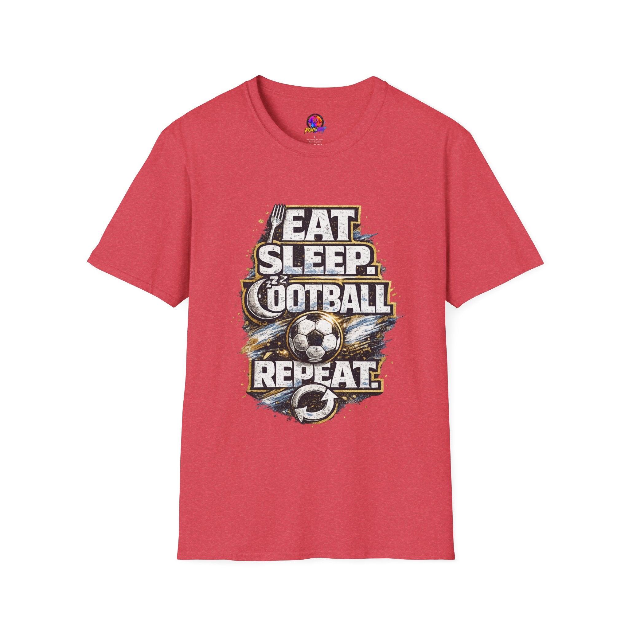 Football 'Eat Sleep Football Repeat' T-Shirt — Vintage Soccer Fan Tee