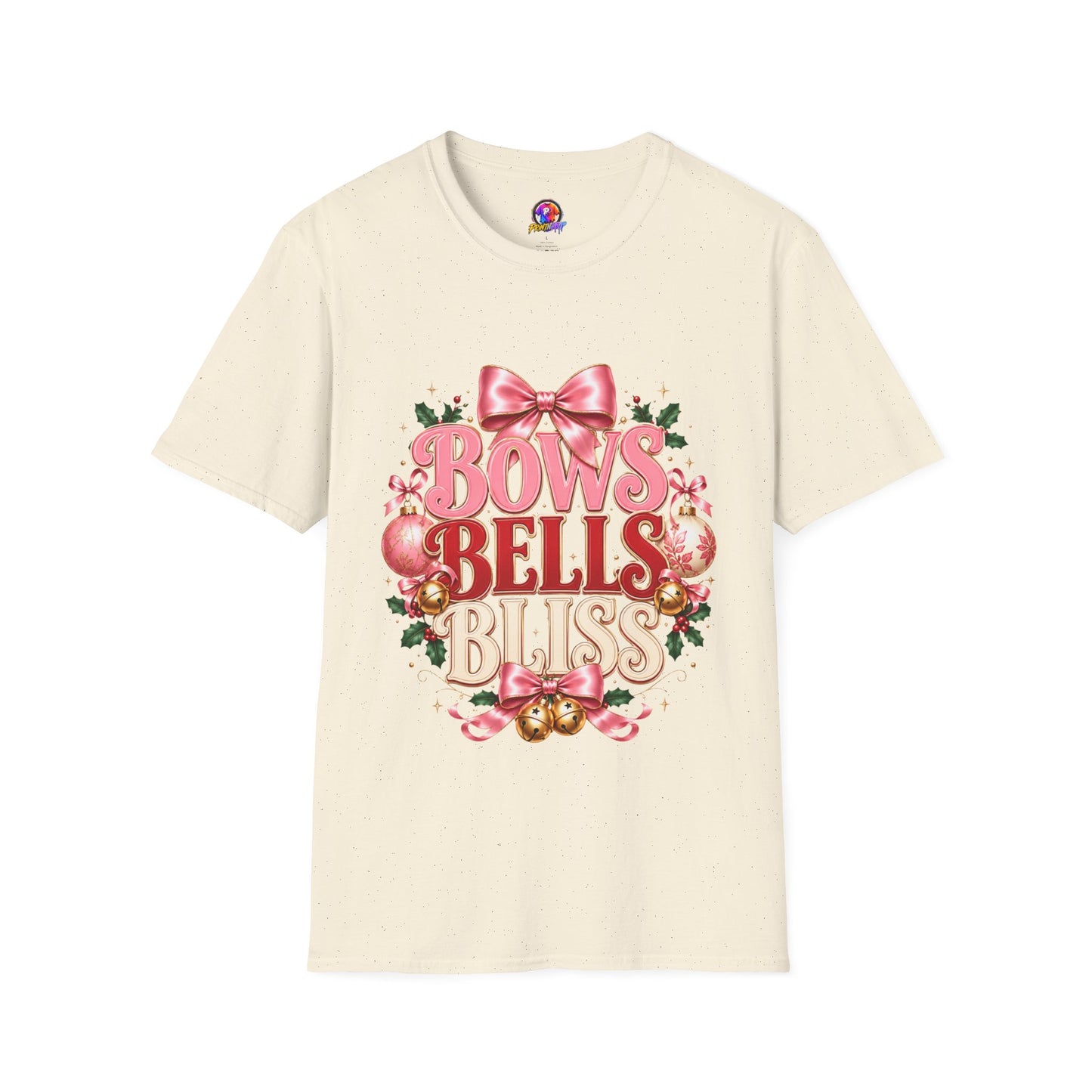 T-Shirt — Bows Bells Bliss Christmas Graphic Tee