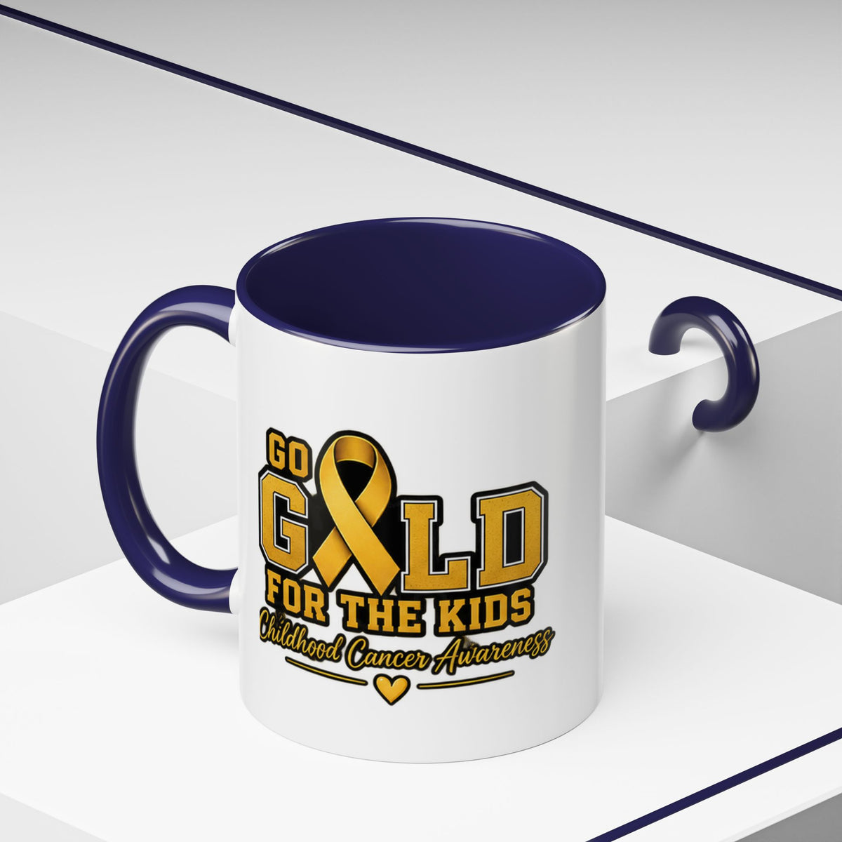 Gold For The Kids Coffee Mug — Childhood Cancer Awareness Accent Mug (11/15oz)