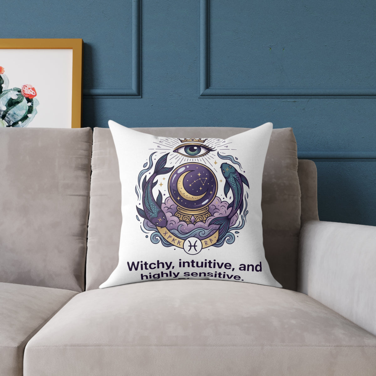 Pisces Zodiac Highly Sensitive And Intuitive Square Poly Canvas Pillow