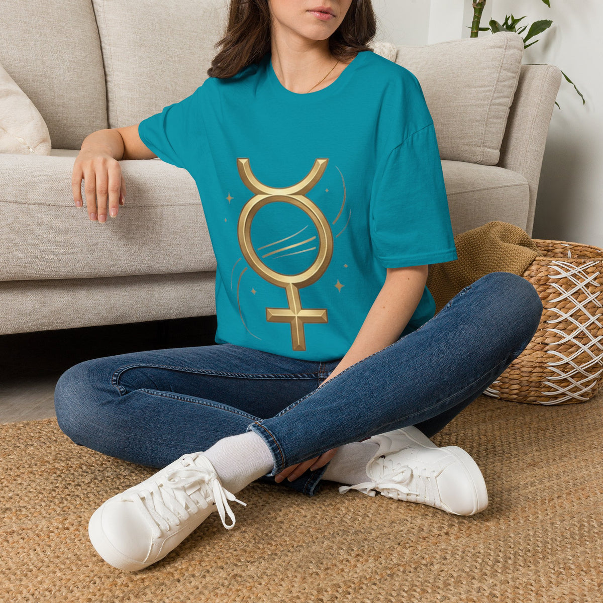 Virgo Zodiac  Mercury Astrology T-Shirt — Gold  Symbol Zodiac Tee