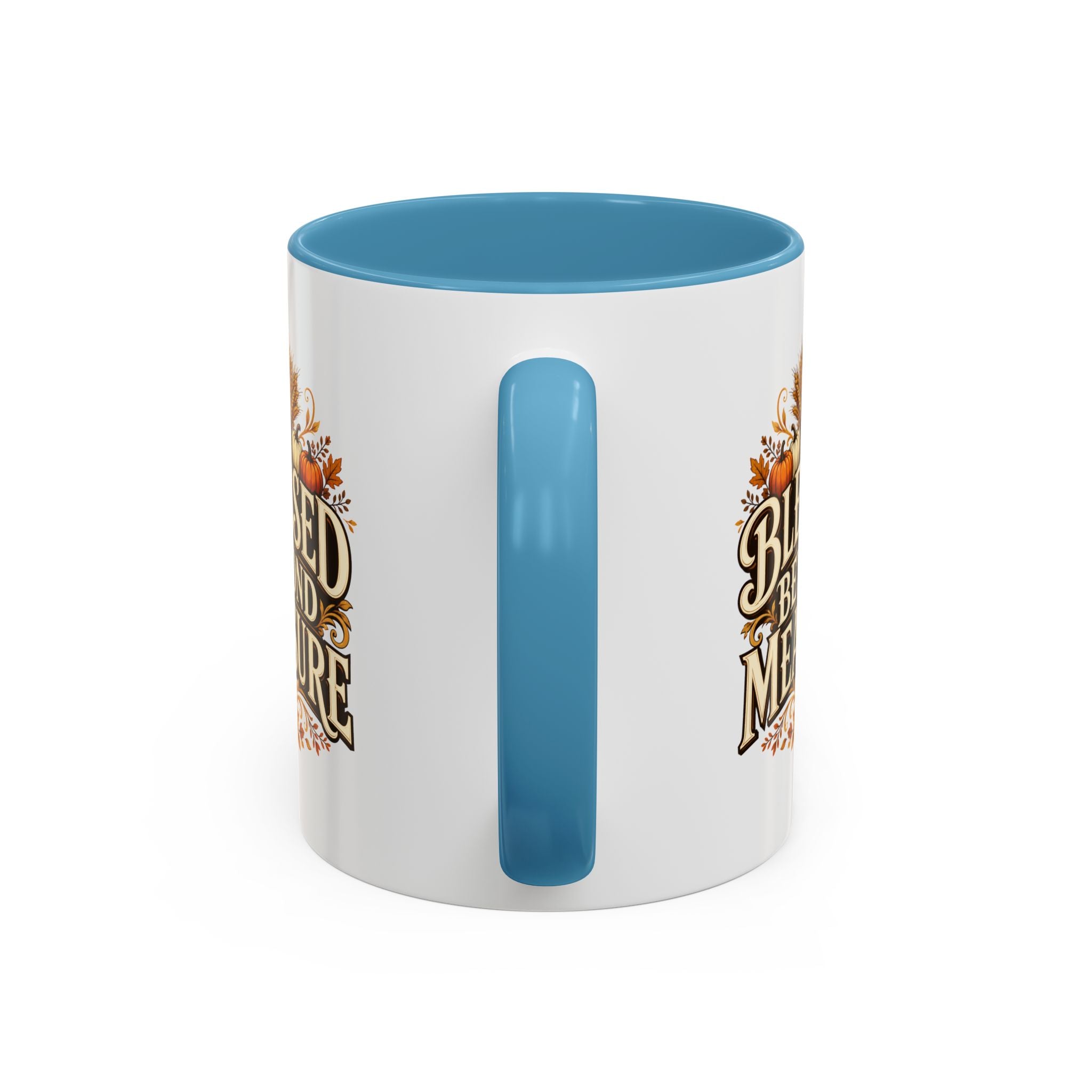Thanksgiving Mug Blessed Beyond Measure Accent Coffee Mug — Fall Pumpkin & Wheat Autumn Faith Mug