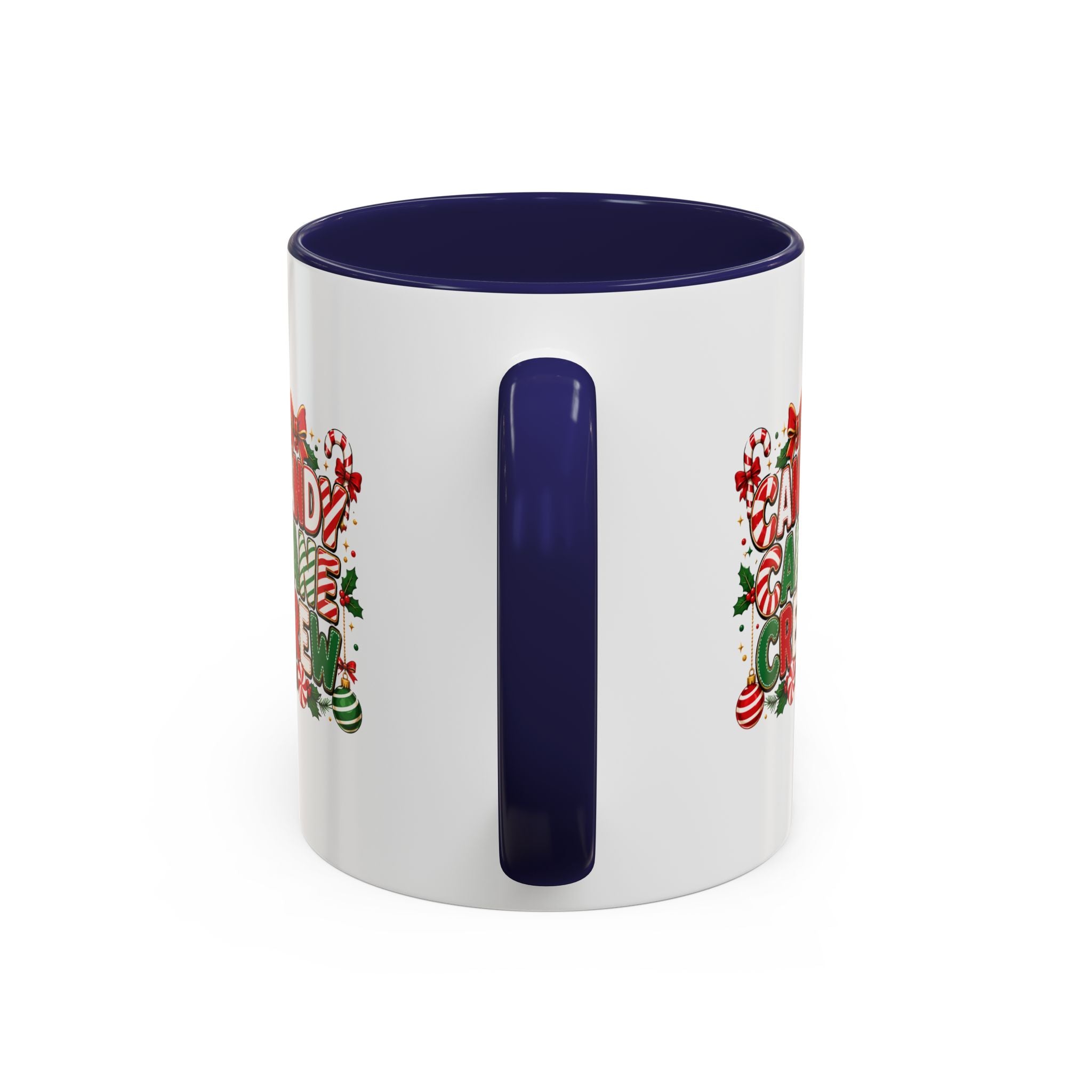 Candy Cane Crew Accent Coffee Mug — Christmas Holiday Hot Cocoa Cup
