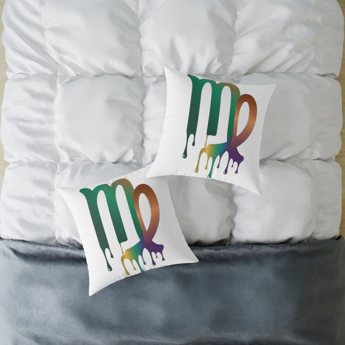 Dripping Virgo Zodiac Square Poly Canvas Pillow