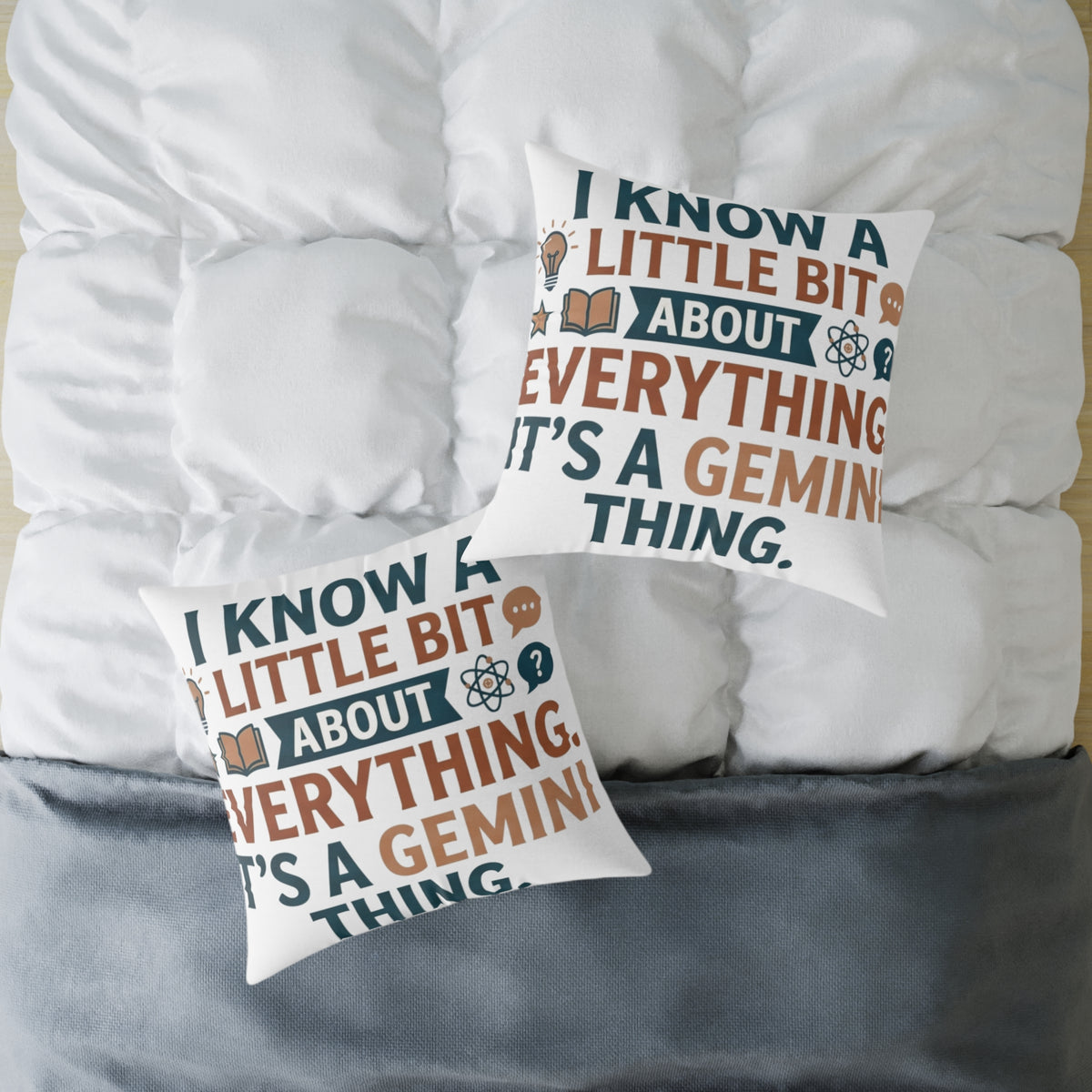 Gemini Zodiac I know A little Bit About Everything Square Poly Canvas Pillow