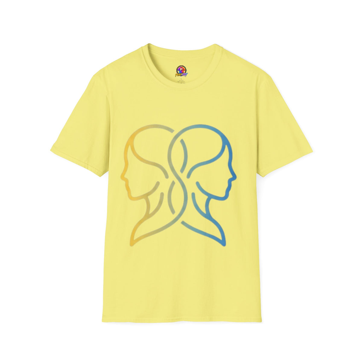 Twin Profile Line Art T‑Shirt — Gradient Sisterhood Outline Tee
