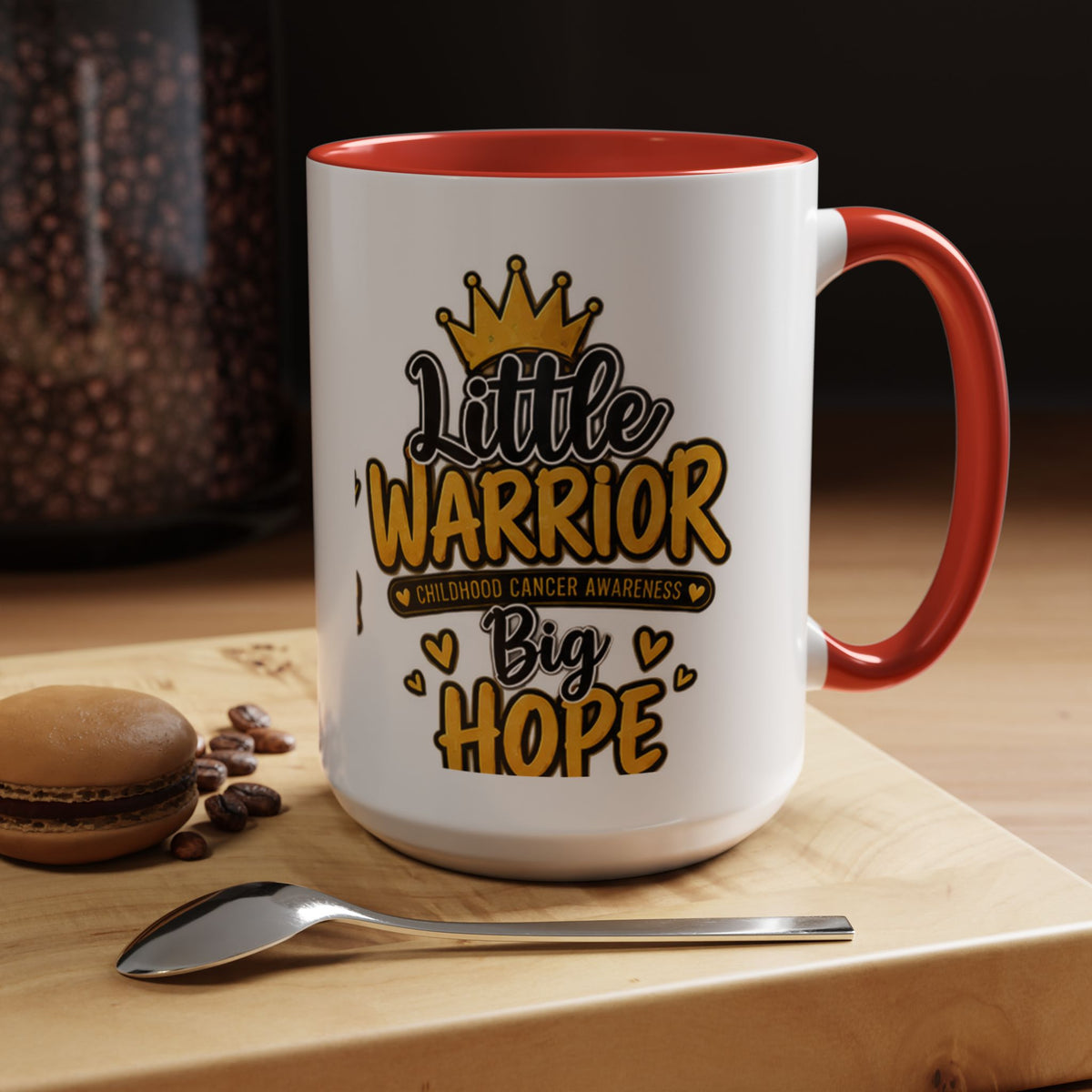 Little Warrior Childhood Cancer Awareness Coffee Mug – "Big Hope" Accent Mug