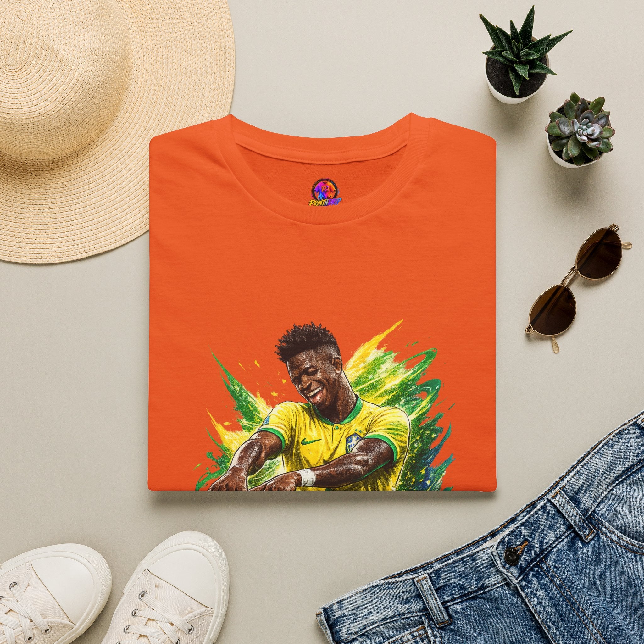 Brazil  Soccer Celebration T-Shirt — Brazilian Football Player Artwork