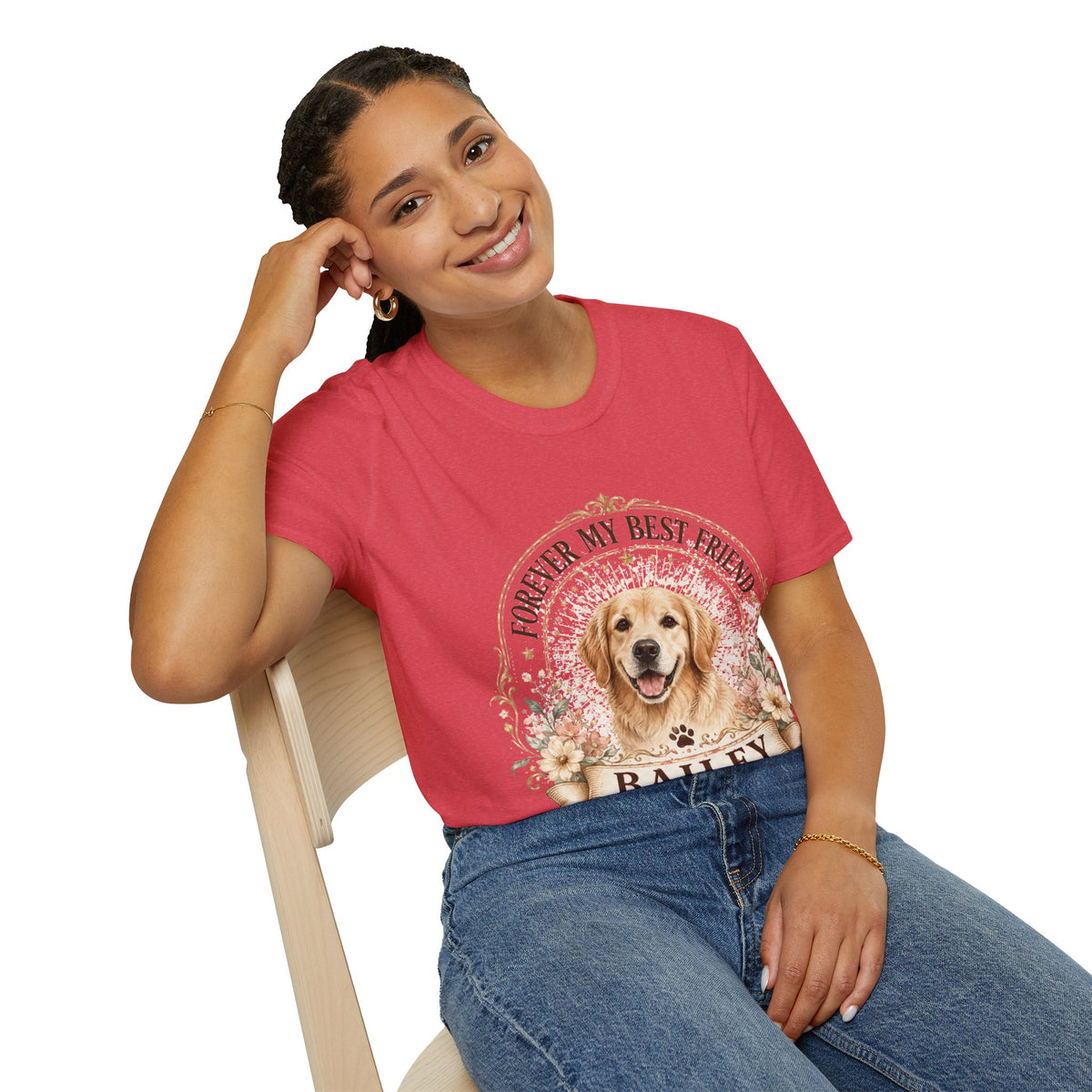 Forever My Best Friend Dog T-Shirt — Personalized Pet Name Golden Retriever Tee