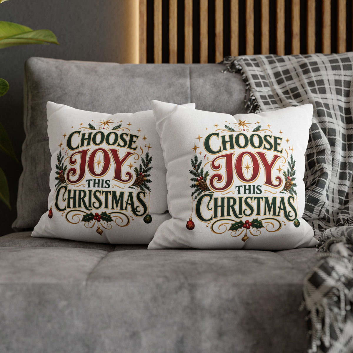 Choose Joy This Christmas Pillowcase – Festive Holiday Decorative Throw Pillow Cover