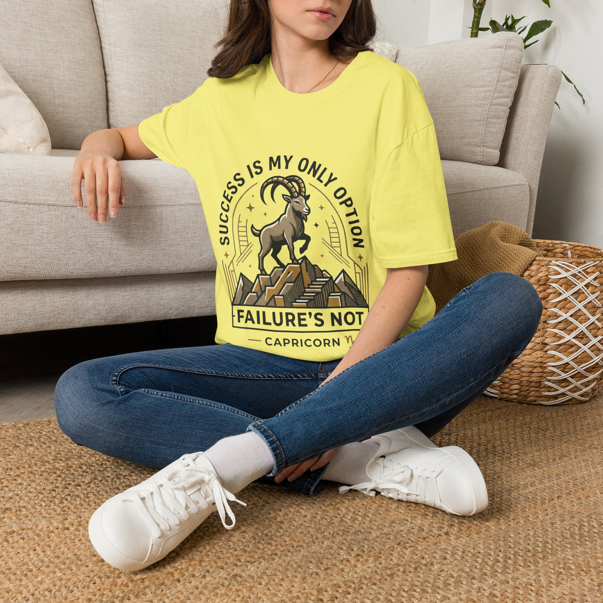 Capricorn Goat T-Shirt — "Success Is My Only Option" Motivational Zodiac Tee