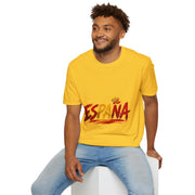 Spain  Graphic T-Shirt — Spanish Flag Brushstroke Design with Crown