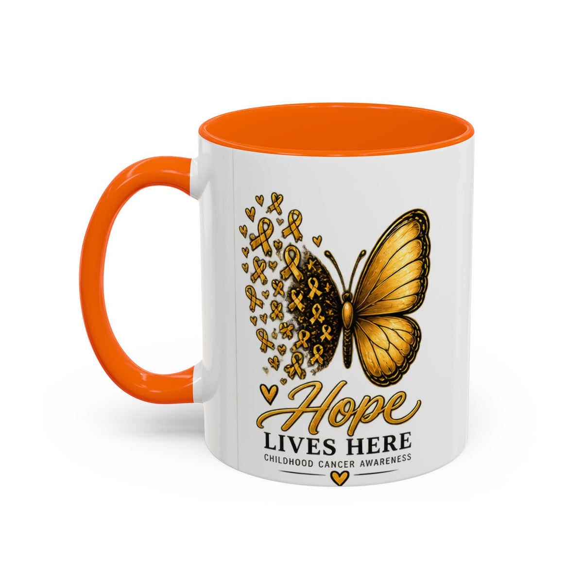Hope Lives Here Childhood Cancer Awareness Accent Coffee Mug