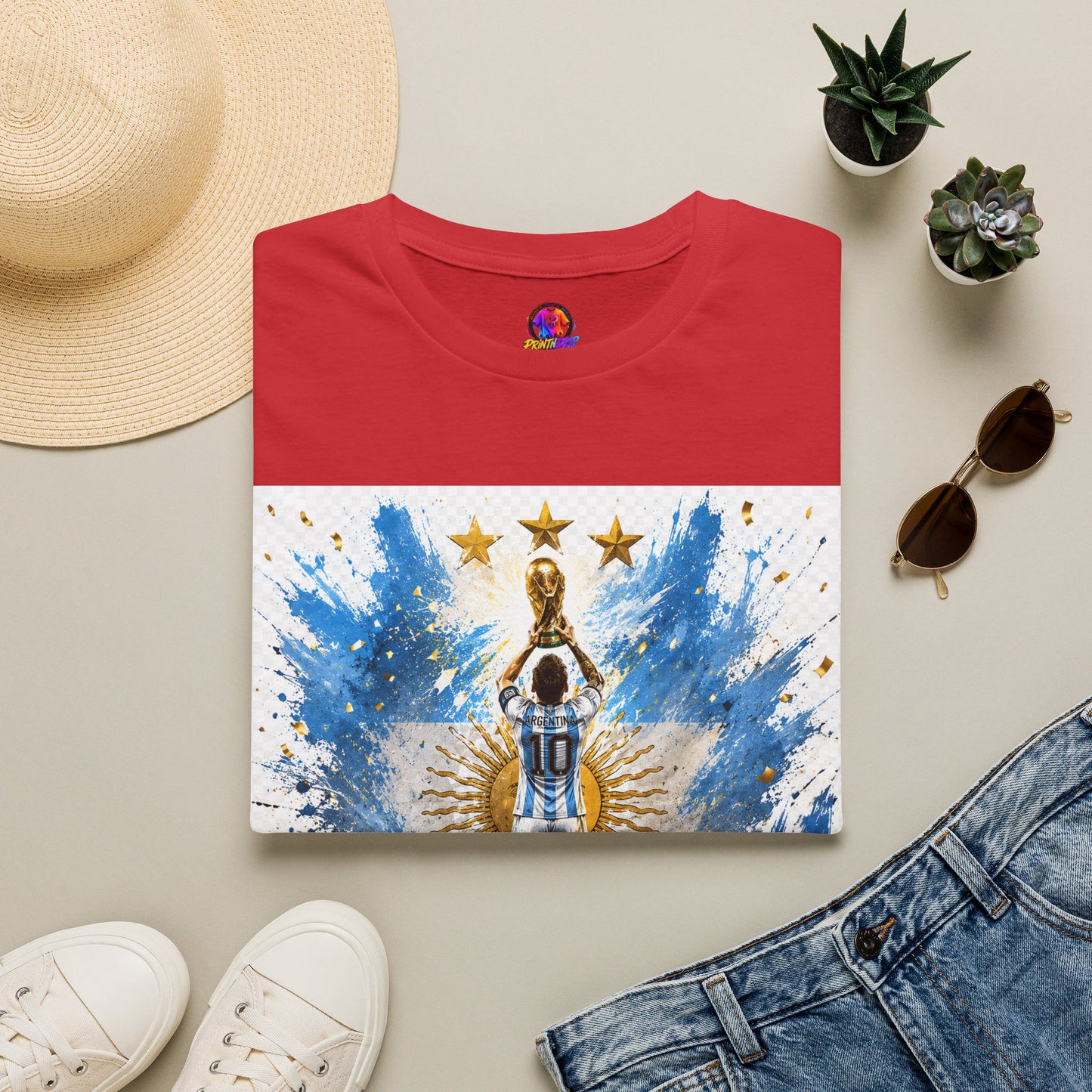 Argentina World Champions T‑Shirt — Soccer World Cup 3 Stars Tribute