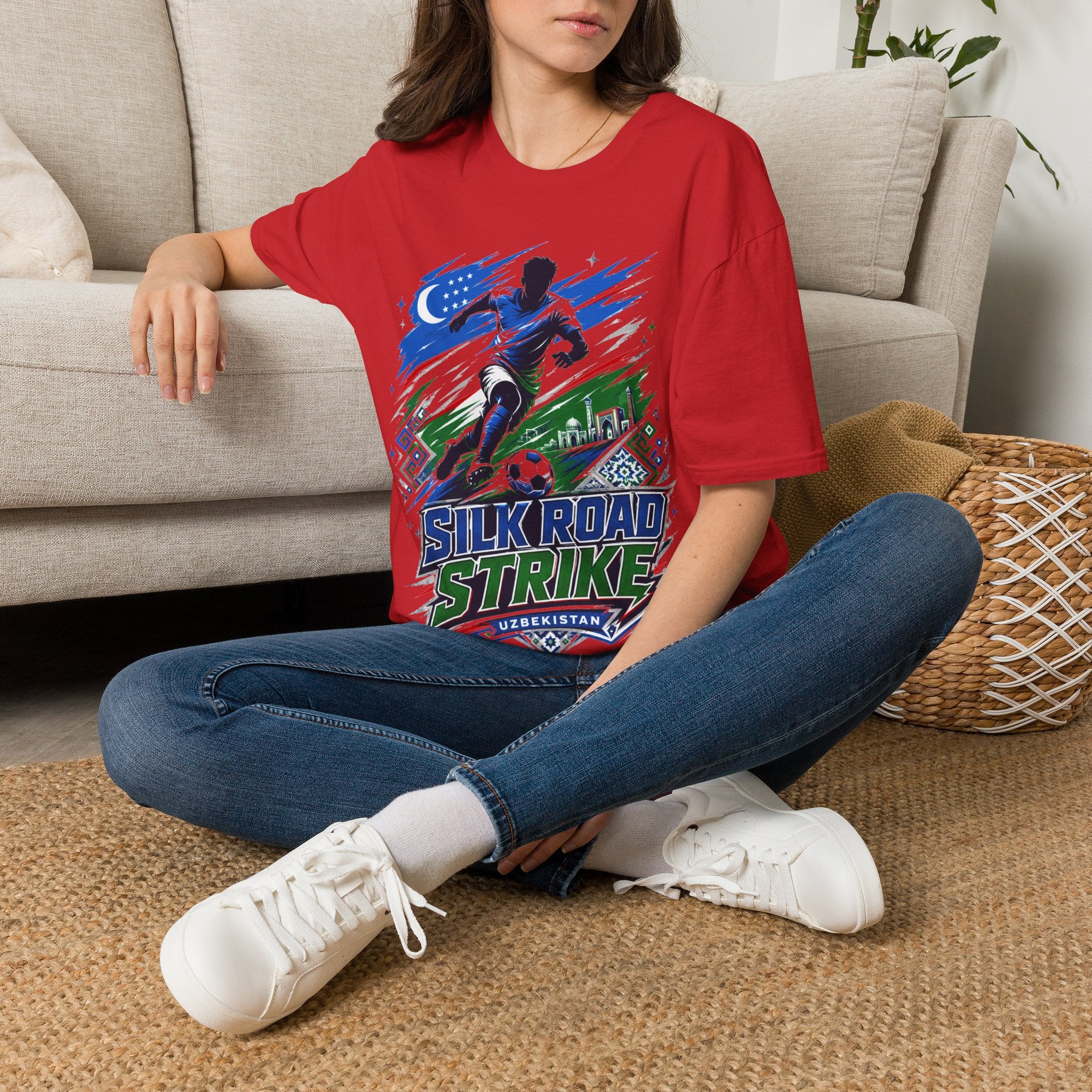 Silk Road Strike Soccer T-Shirt — Uzbekistan Football Graphic Tee