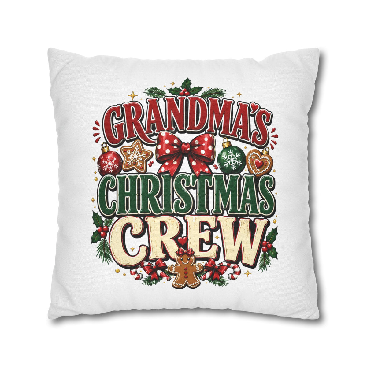 Grandma's Christmas Crew Holiday Pillowcase — Festive Family Decor