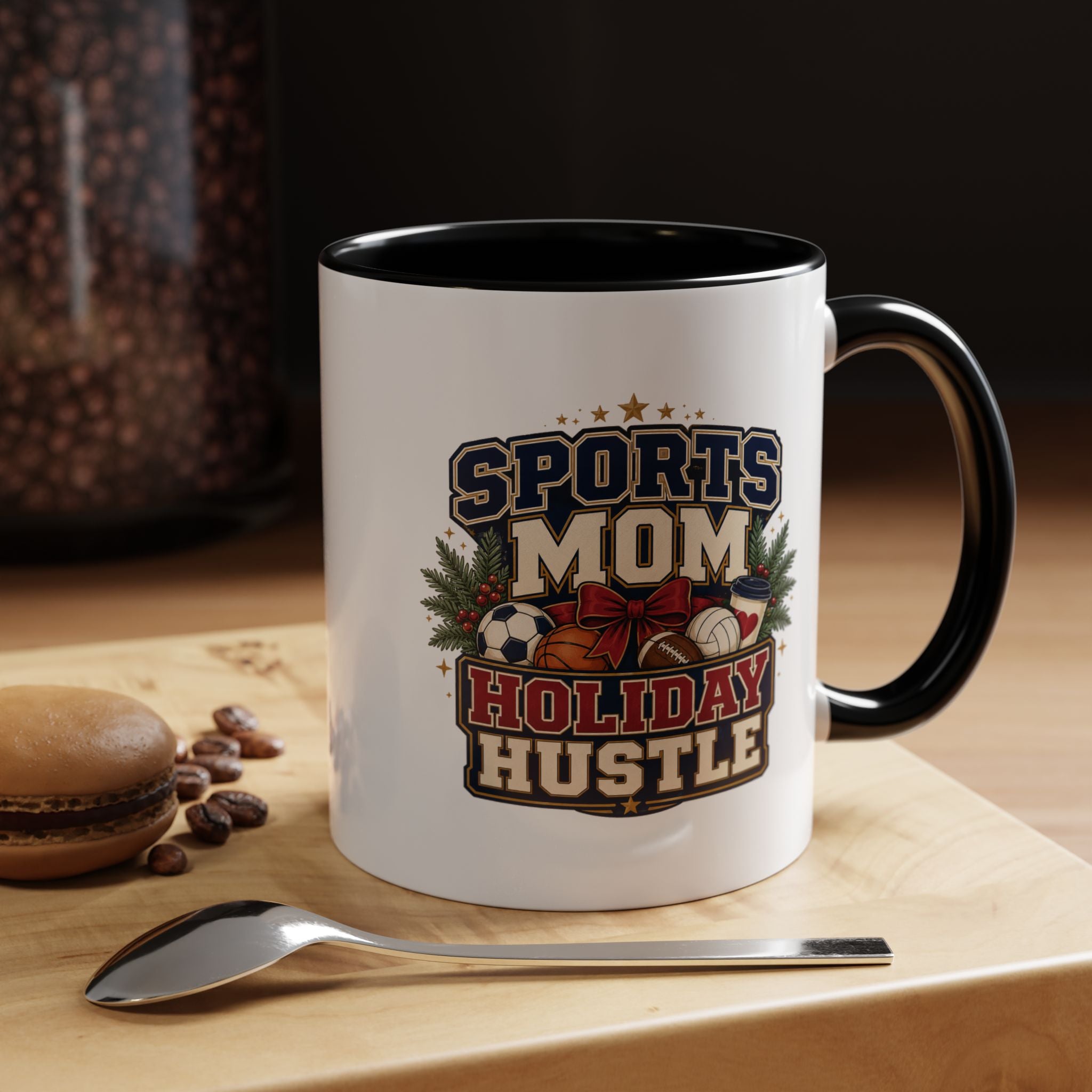 Modern Day Christmas Sports Mom Holiday Hustle Accent Coffee Mug – Christmas Sports Mom Gift
