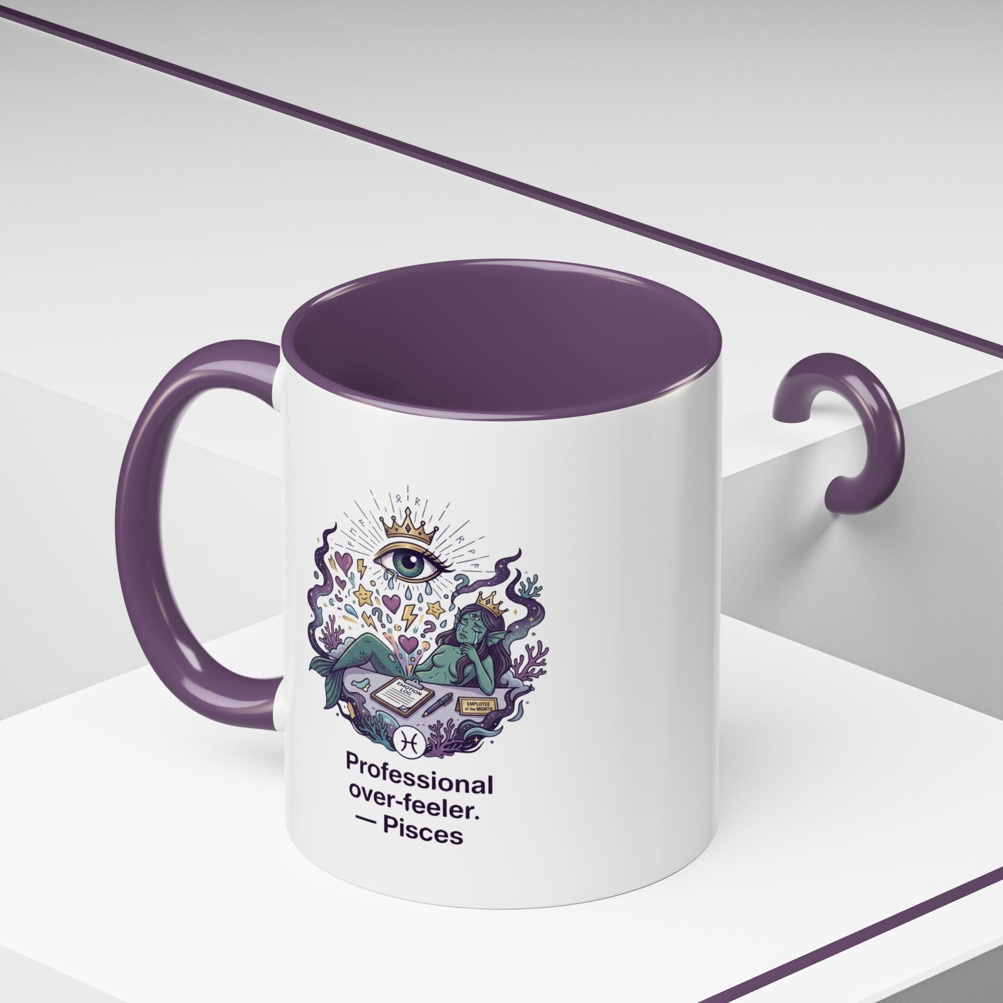 Pisces Coffee Mug — "Professional Over-feeler" Zodiac Accent Mug (11/15oz)