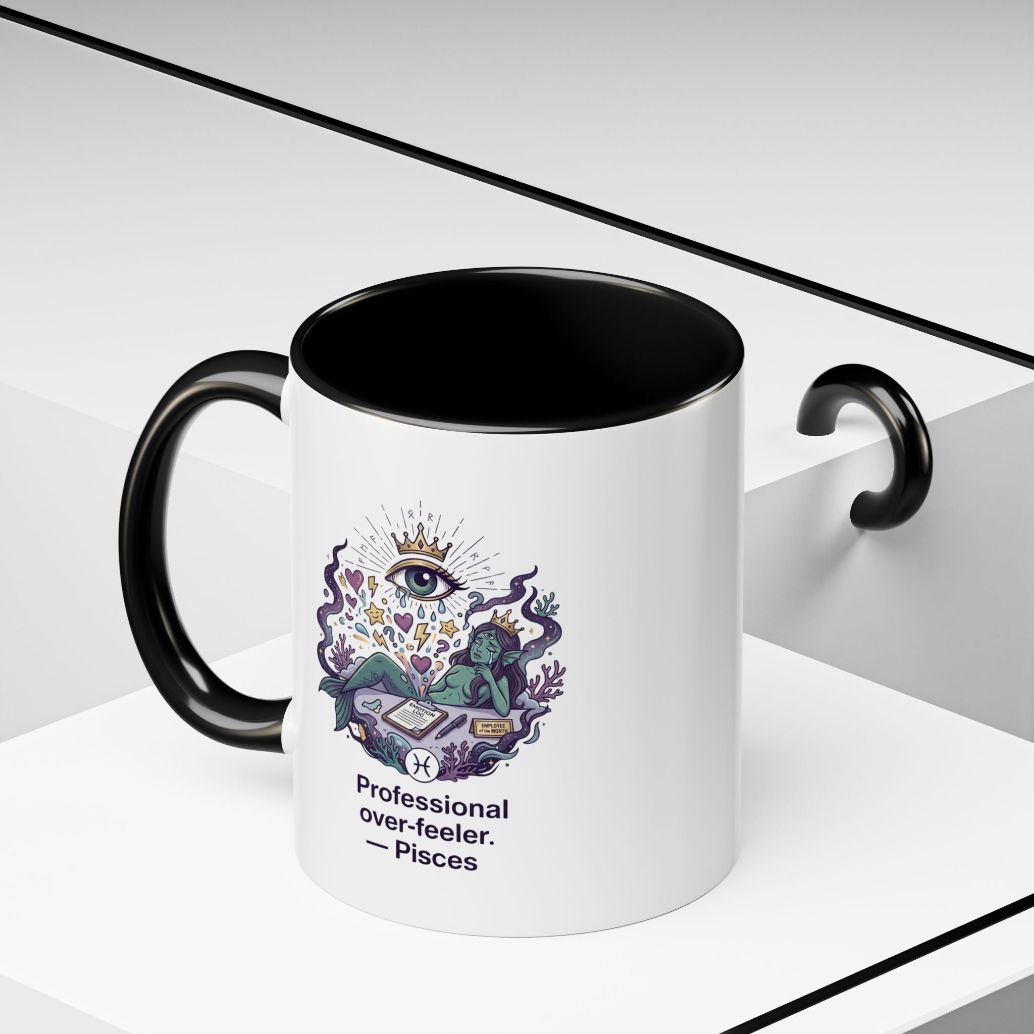 Pisces Coffee Mug — "Professional Over-feeler" Zodiac Accent Mug (11/15oz)