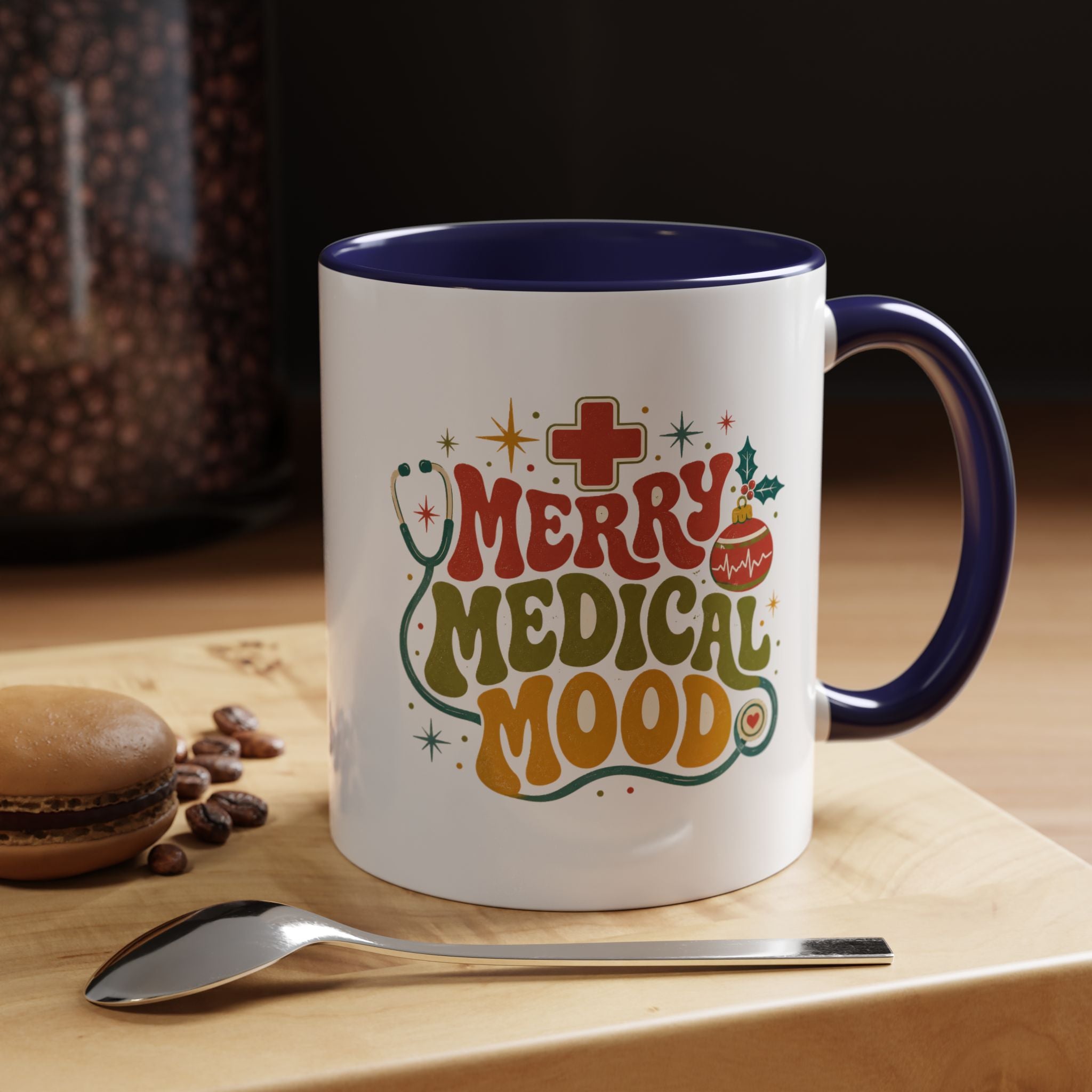 Modern Day Christmas Merry Medical Mood Accent Coffee Mug — Holiday Nurse & Doctor Gift