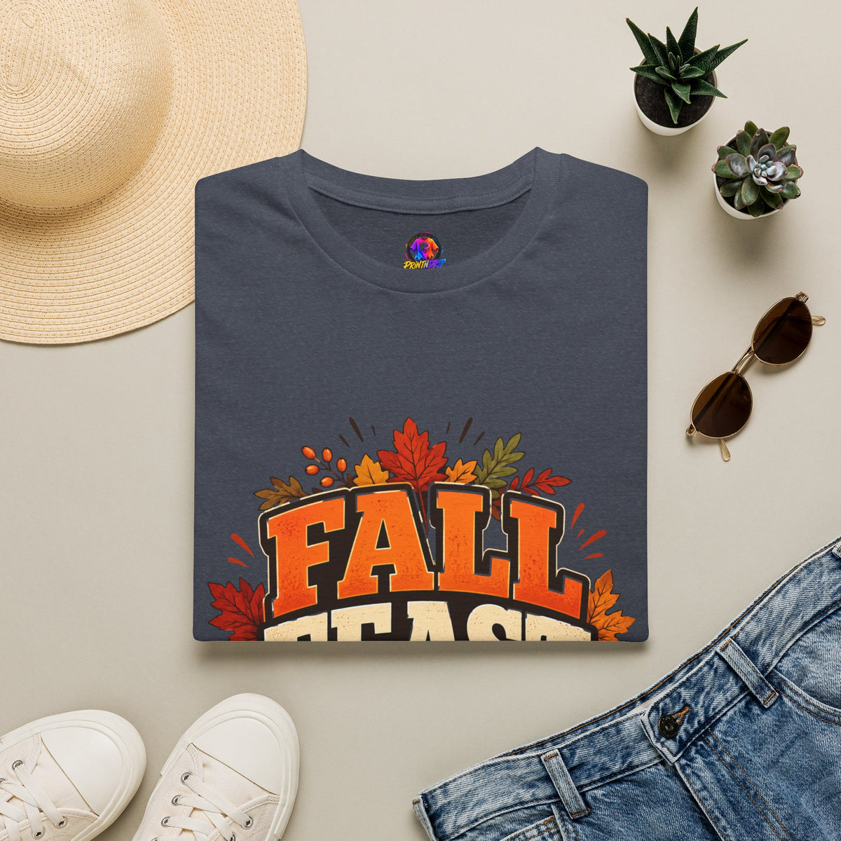 Thanksgiving T-Shirt Fall Feast Crew T-Shirt — Thanksgiving Pumpkin & Leaves Graphic Tee