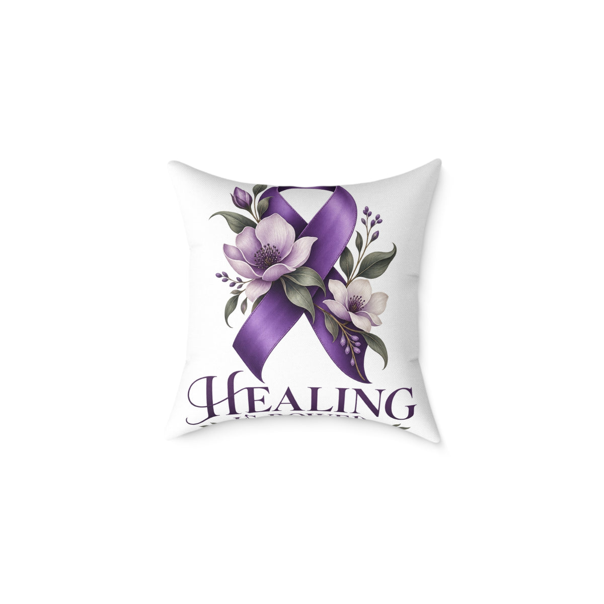 Healing Purple Domestic Violence Awareness Ribbon Pillow — Floral Support Decorative Throw