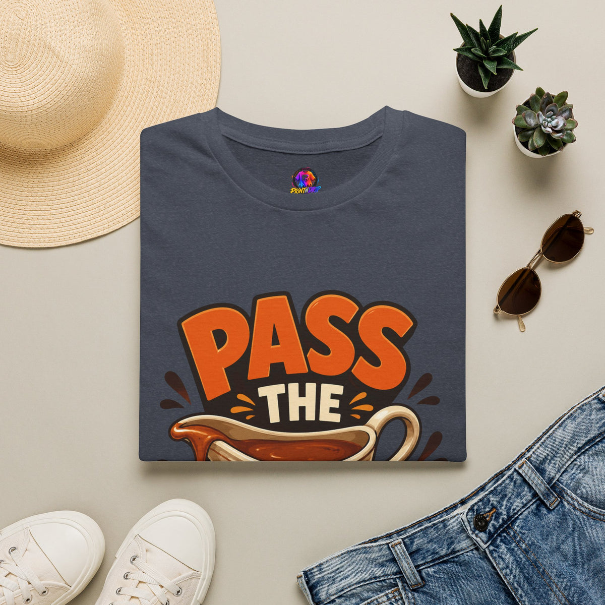 Thanksgiving T-Shirt Pass the Gravy T-Shirt — Funny Thanksgiving Turkey Dinner Tee