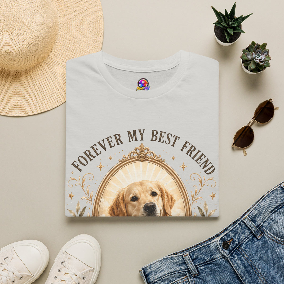 Dog Memorial T-Shirt — "Forever My Best Friend" Personalized Pet Tribute