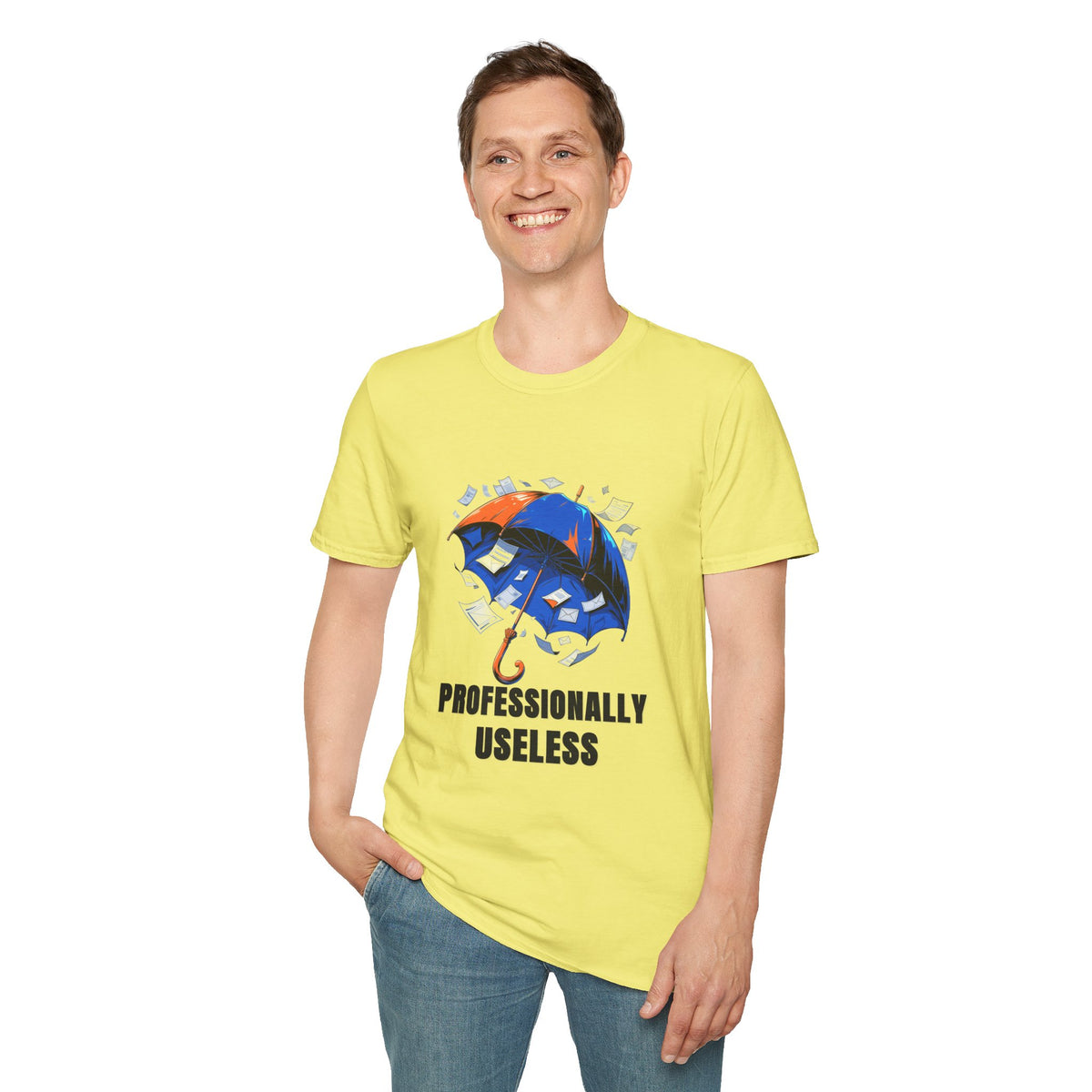 Professionally Useless T-Shirt — Illustrated Umbrella Graphic - Trending Now - August 2026