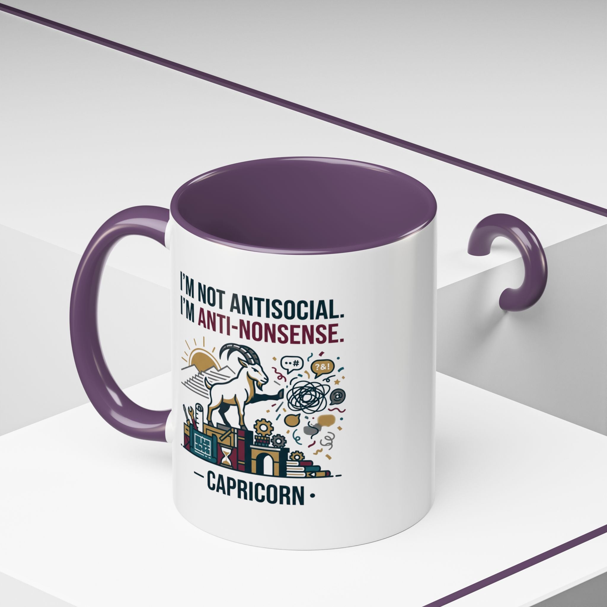 Capricorn Coffee Mug — "I'm Not Antisocial, I'm Anti-Nonsense" Accent Mug