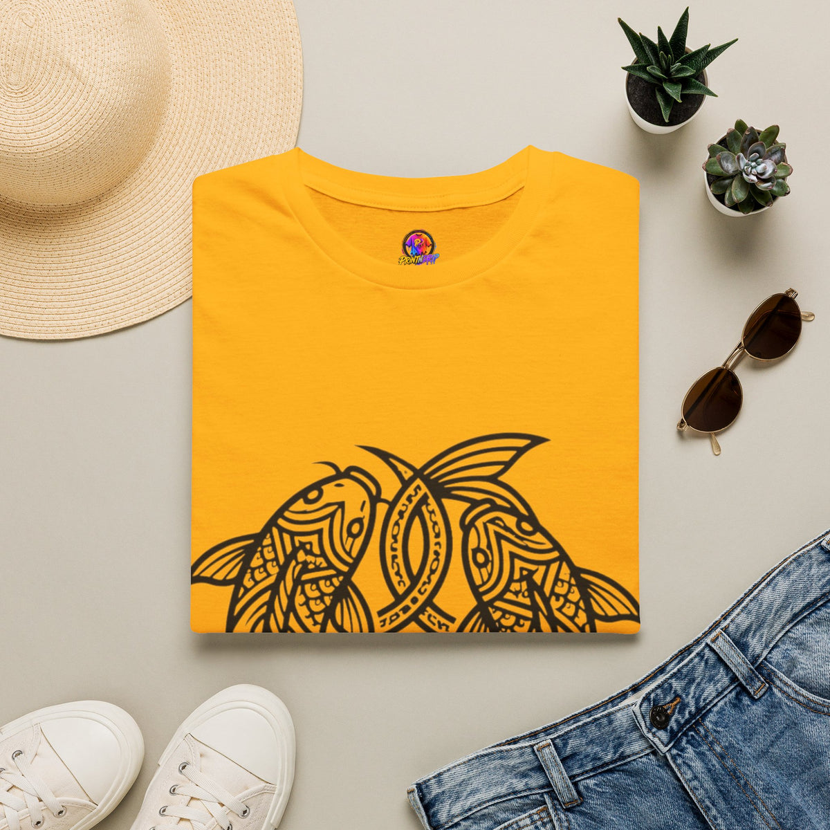 Pisces Zodiac Koi Fish Mandala T-Shirt — Intricate Zen koi Circle Design