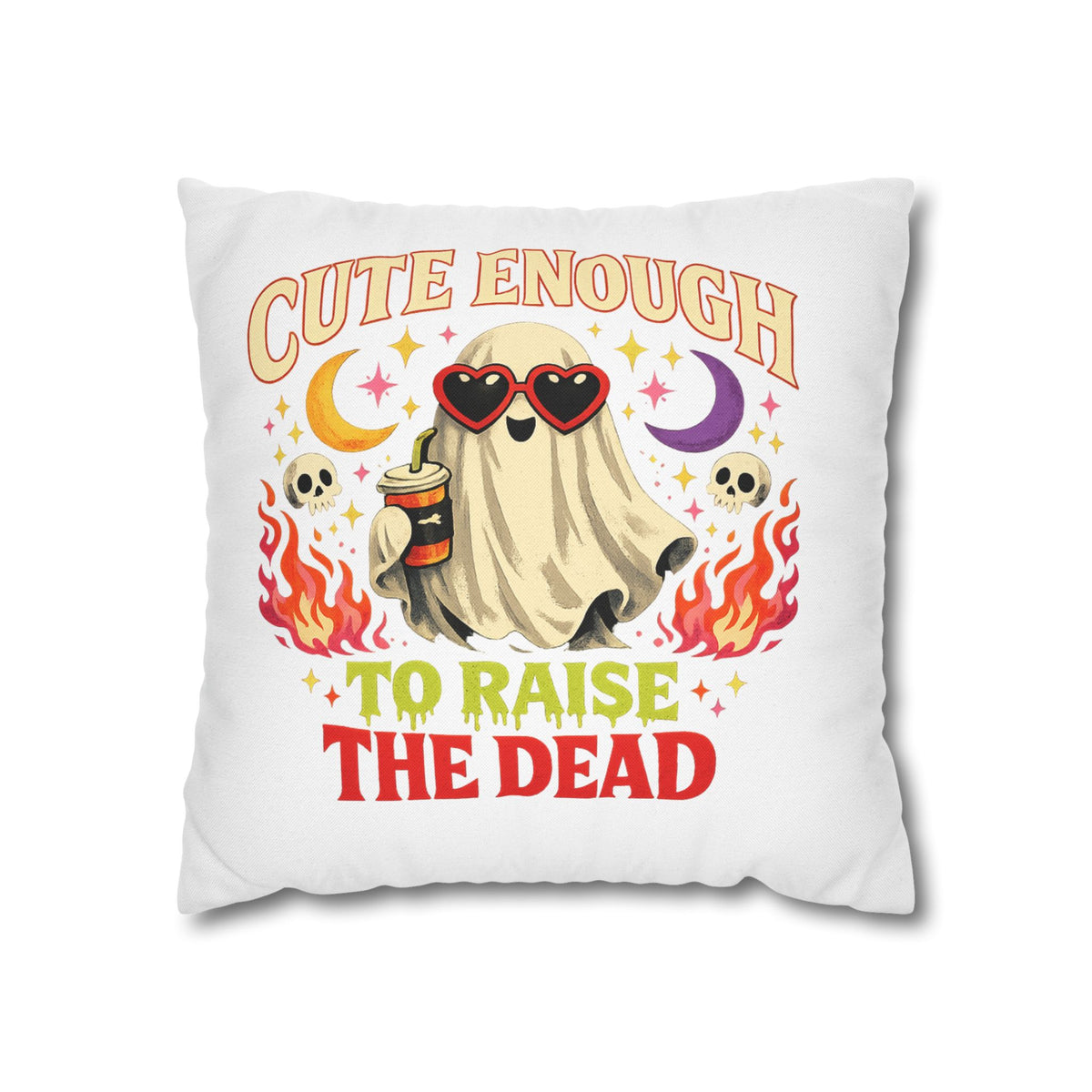 Halloween Cute Enough to Raise the Dead Ghost Pillowcase — Halloween Decorative Throw Pillow Cover