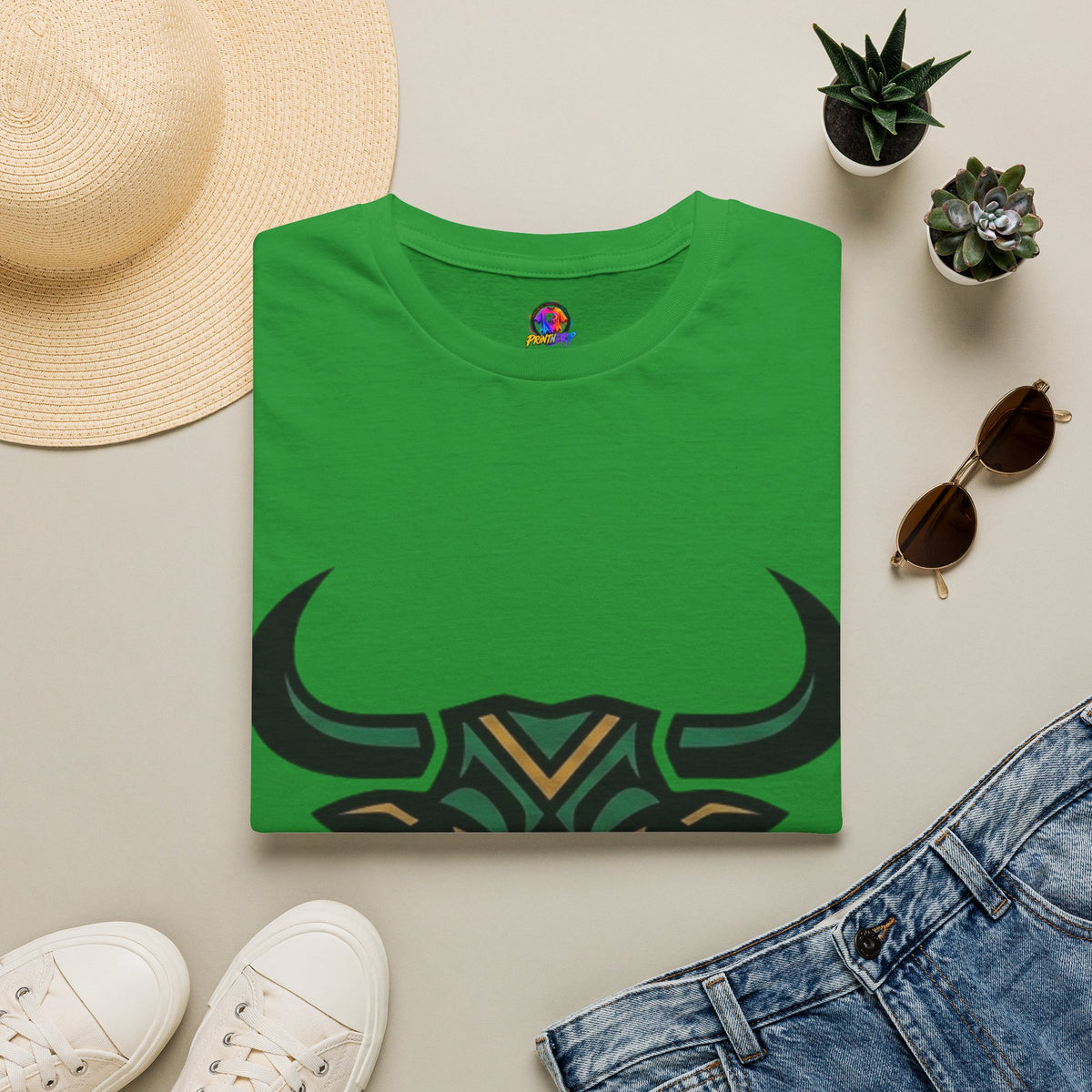 Taurus Bull Head T-Shirt — Geometric Tribal Bull Graphic Tee