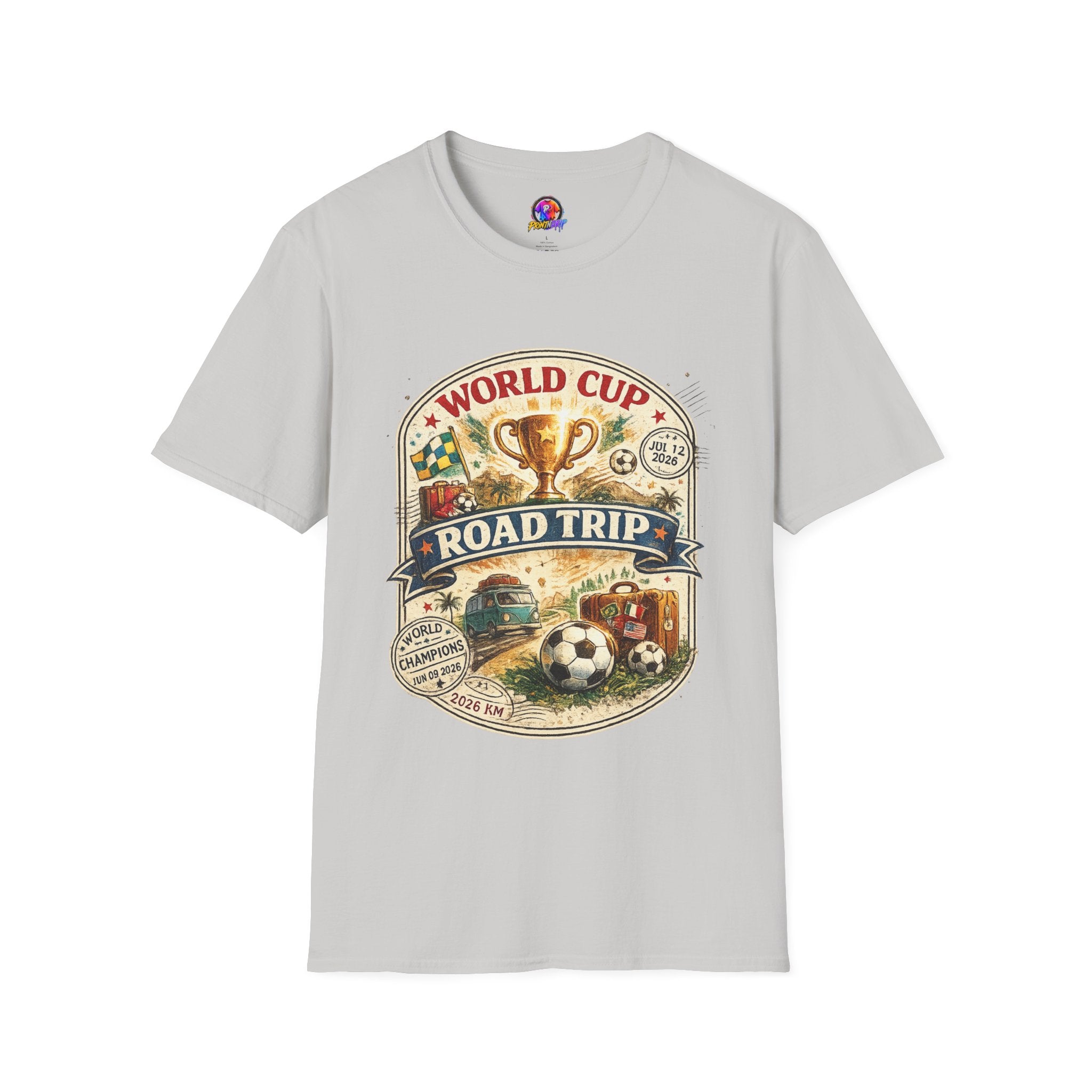 World Cup Road Trip T-Shirt — Vintage Soccer Trophy Design