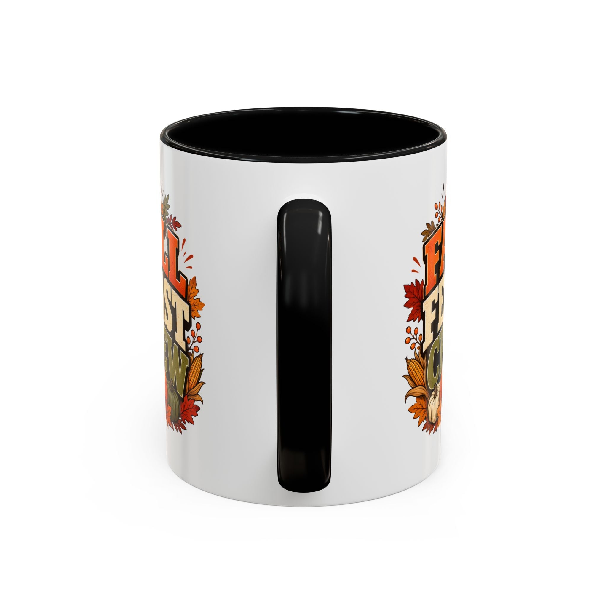 Thanksgiving Mug Fall Feast Crew Coffee Mug — Thanksgiving Pumpkin Autumn Leaves Accent Mug