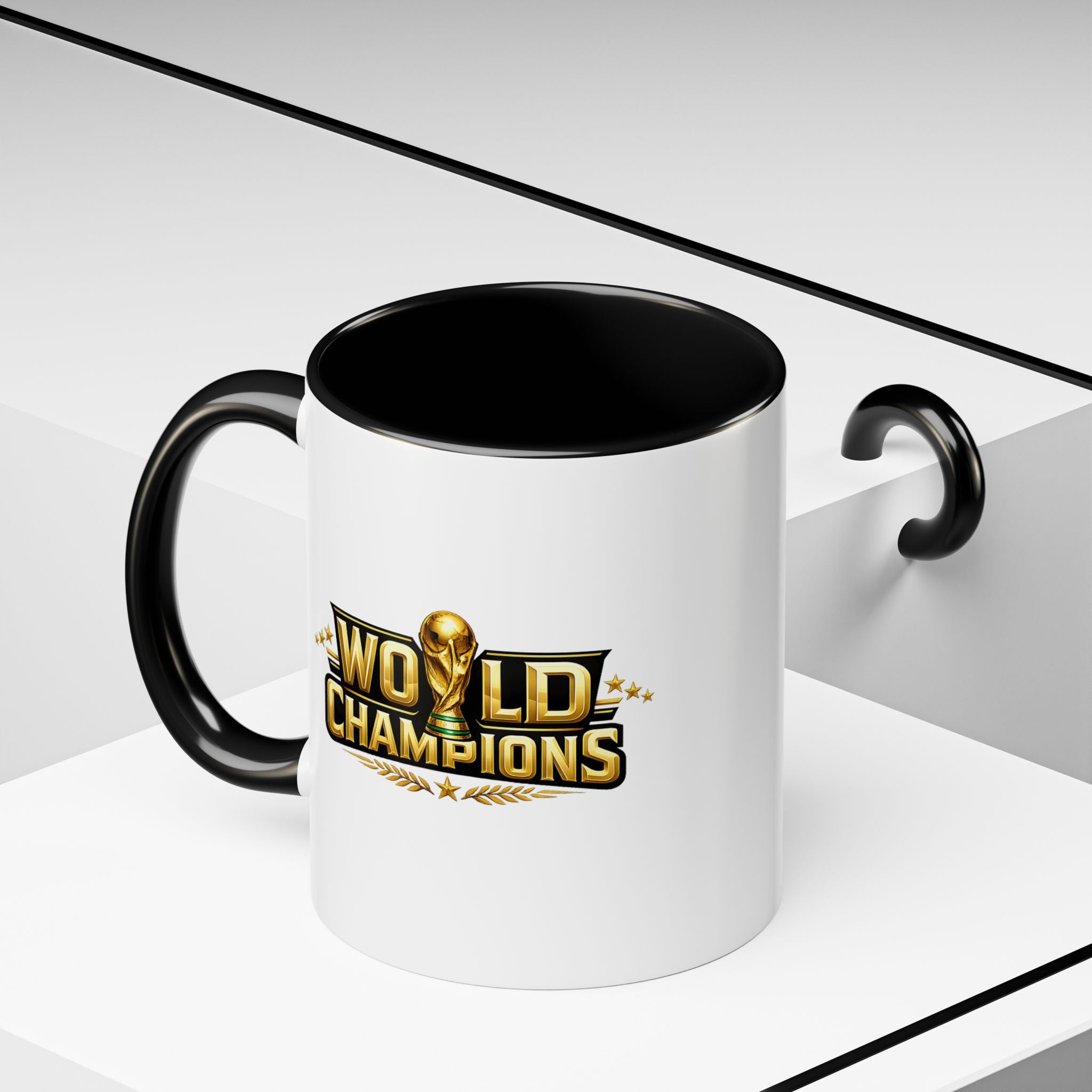 World Champions Accent Coffee Mug – Gold Trophy Sports Fan