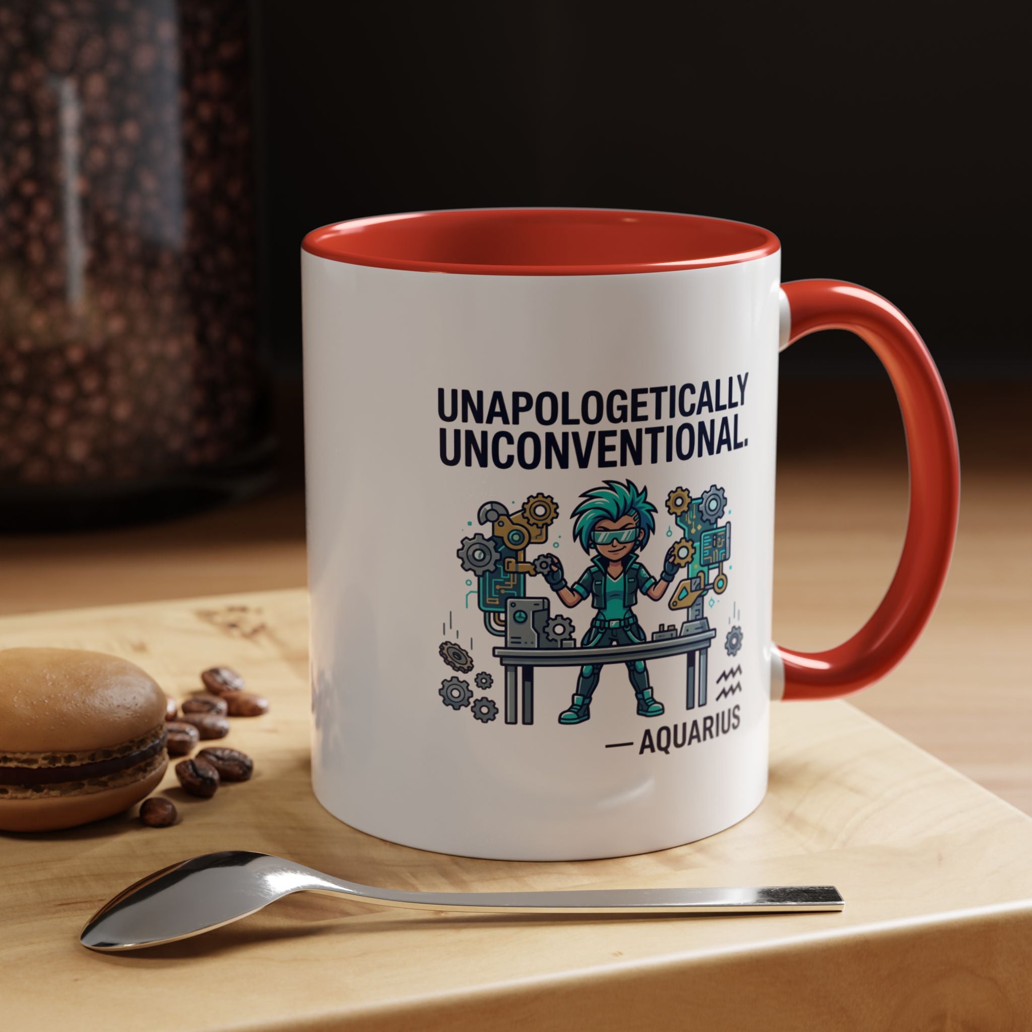 Aquarius Coffee Mug - "Unapologetically Unconventional" Zodiac Accent Mug 11oz