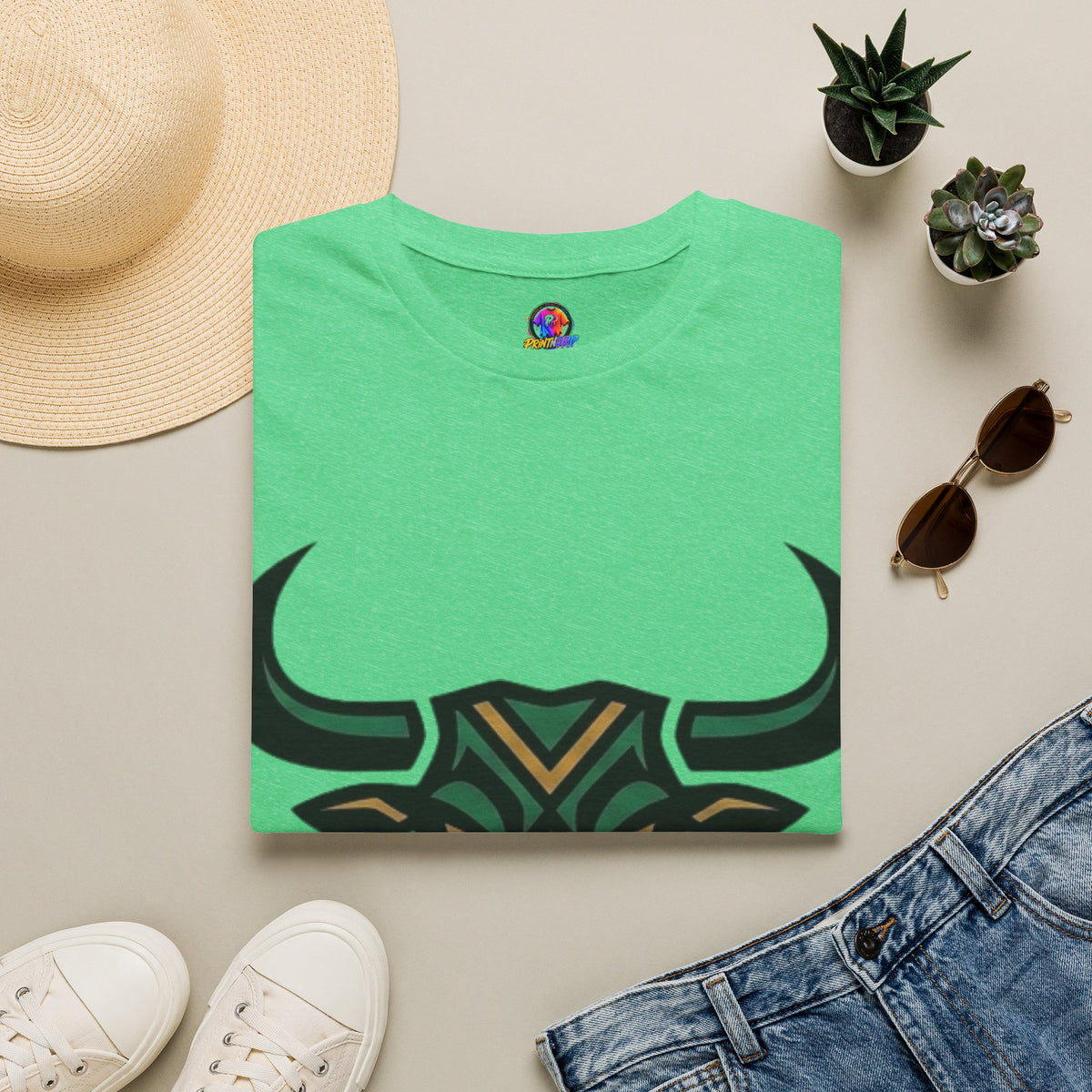Bull Head Graphic T-Shirt — Tribal Geometric Rodeo Tee