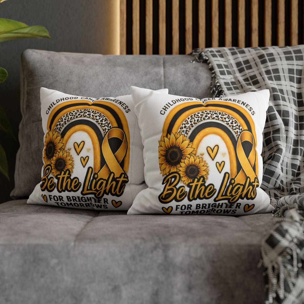 Childhood Cancer Awareness Pillowcase — "Be the Light for Brighter Tomorrows"
