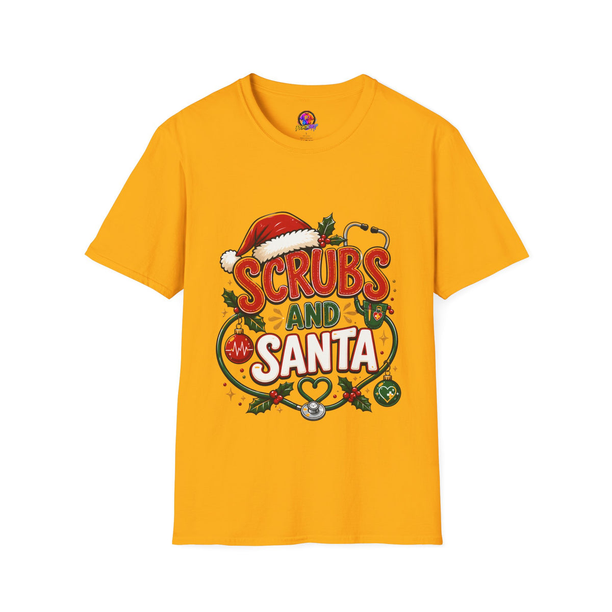 Scrubs and Santa Christmas Tee — Funny Nurse Holiday T-Shirt