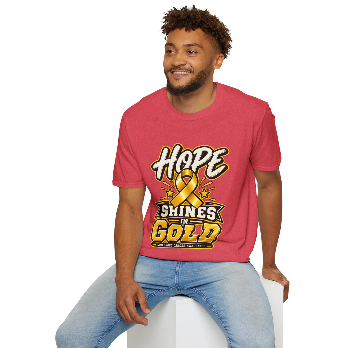 Hope Shines in Gold T-Shirt — Childhood Cancer Awareness Tee