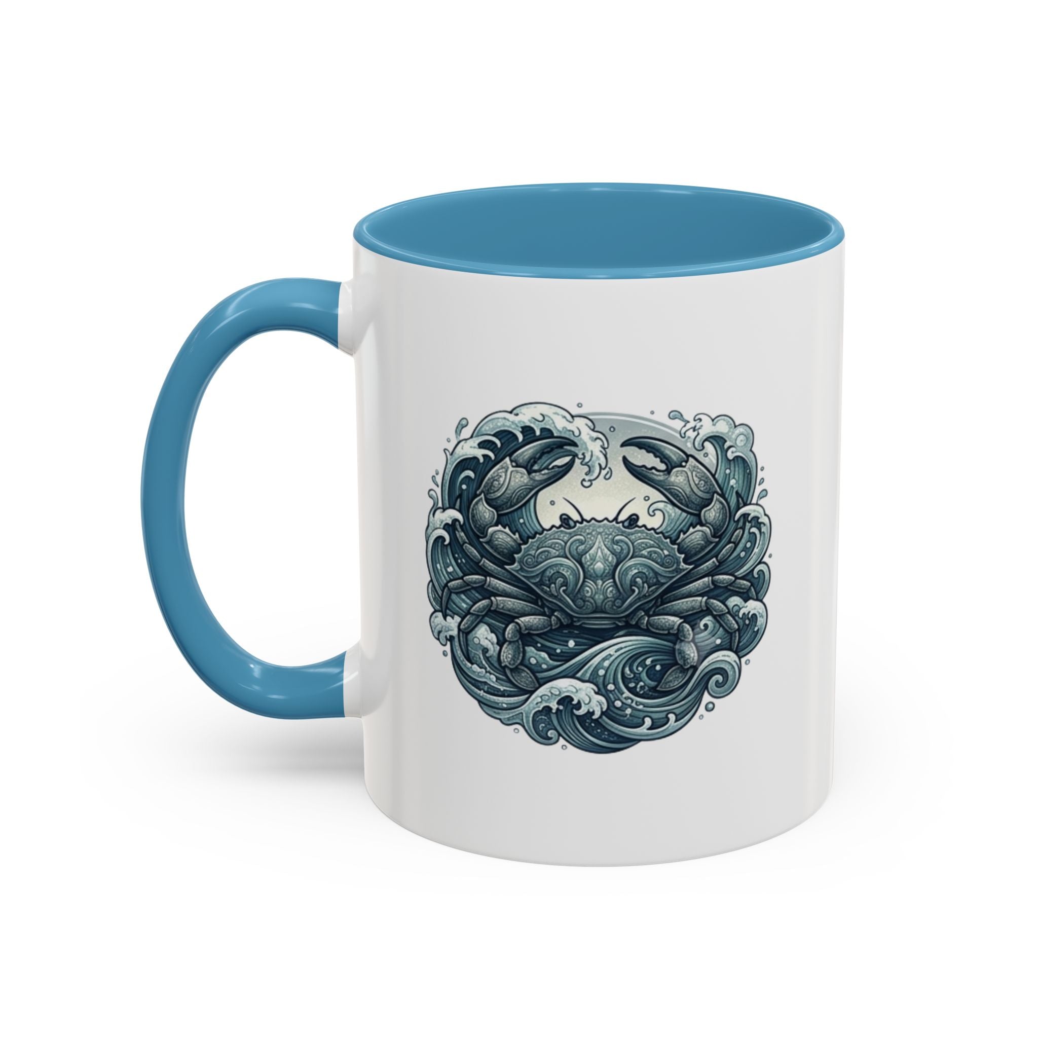 Crab Wave Accent Coffee Mug — Nautical Ocean Art