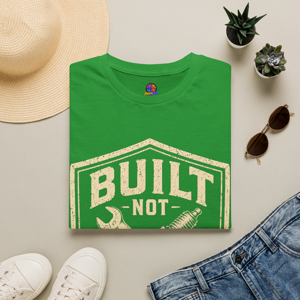 Built Not Bought T-Shirt — Vintage Mechanic Auto Repair Tee