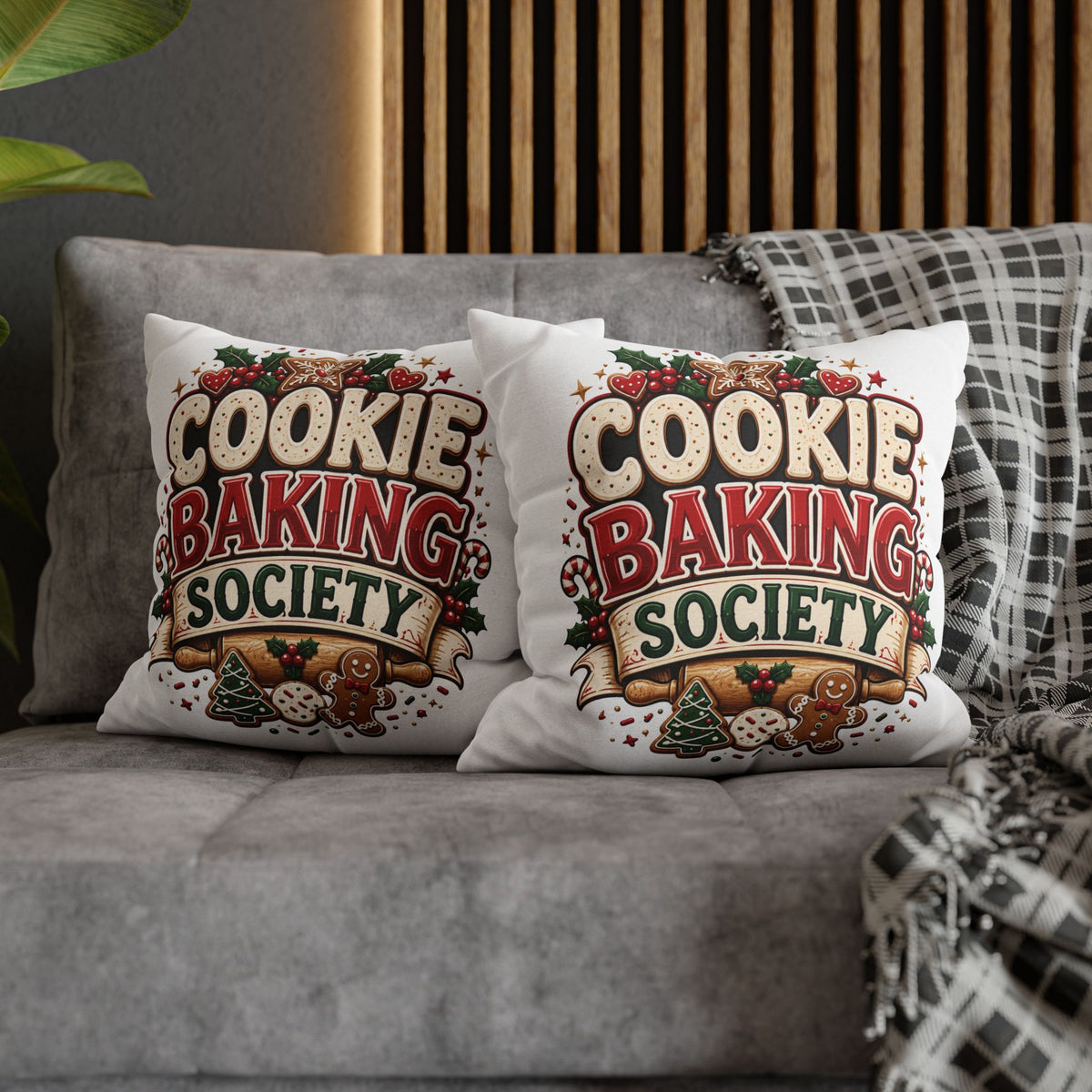 Christmas Cookie Baking Squad Pillowcase — Holiday Decorative Throw Pillow Cover