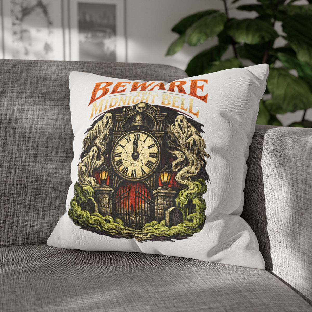 Halloween Beware Midnight Bell Decorative Pillowcase