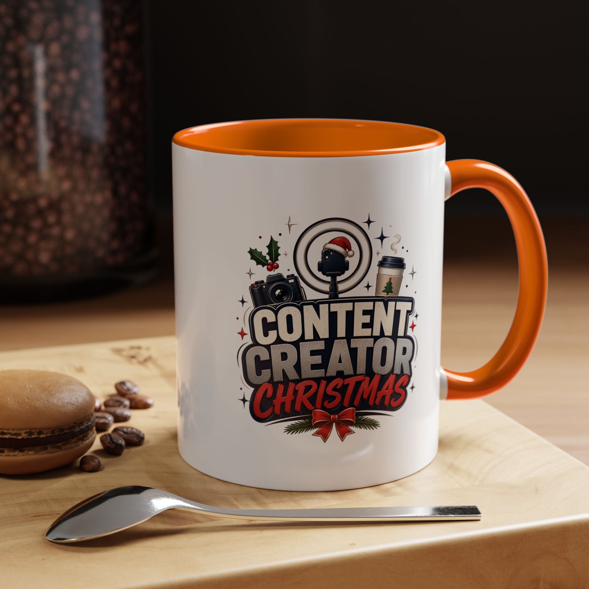 Modern Day Christmas Content Creator Christmas Accent Coffee Mug — Holiday Social Media Gifts (11/15oz)