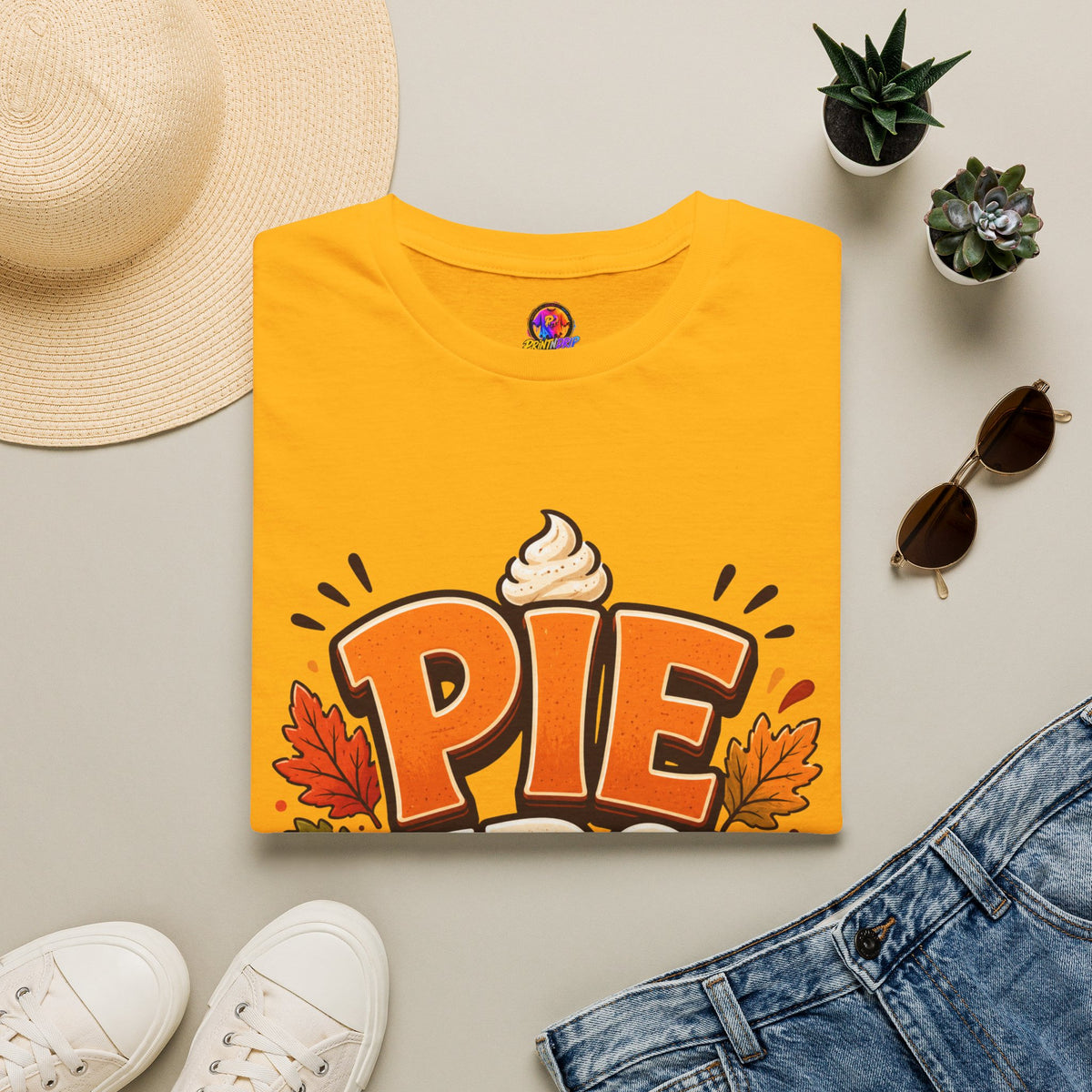 Thanksgiving T-Shirt Pie First T-Shirt — Funny Thanksgiving Pumpkin Pie Graphic Tee