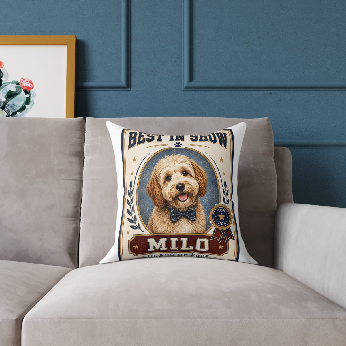 Best in Show Dog Pillow — Milo Bailey Dog Dad Mom  Personalized Milo Pet Decorative Pillow