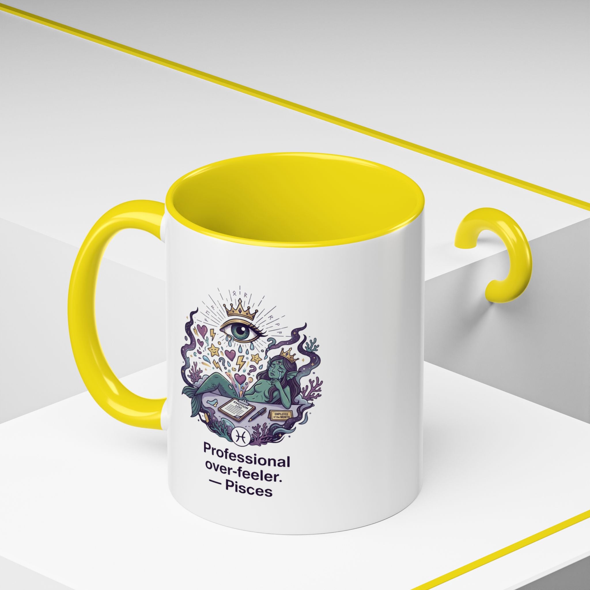 Pisces Coffee Mug — "Professional Over-feeler" Zodiac Accent Mug (11/15oz)