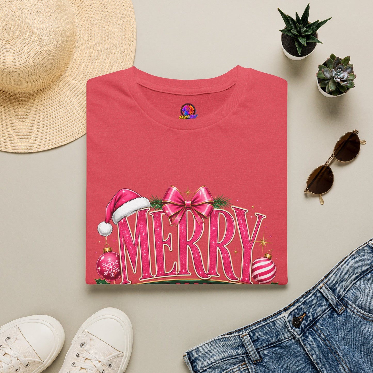 Christmas T-Shirt — "Merry But Make It Pink" Holiday Tee